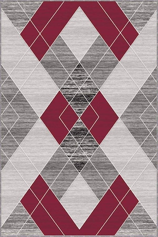 Kırmızı Geometrik Kaymaz Tabanlı Dekoratif Halı Dd06n11
