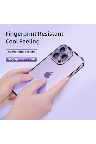 Rock Apple Uyumlu iPhone 14 Pro Max Kılıf Elektrokaplama - Siyah Siyah