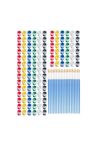 Akrilik Boya 3 Ml 6 Renk Resim Fırçası 20 Paket Mini Küçük Akrilik Boya Taş Ahşap Seramik Tuval Alçı Tuval Etk