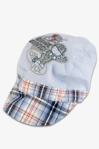 Erkek Çocuk Mavi Resimli Kareli Kasket Şapka Mavi