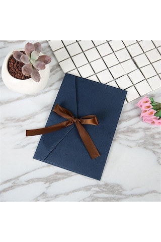 Lacivert Yüksek Dereceli Inci Kağıt Damgalama Batı Tarzı Güçlendirilmiş Düğün Davetiyesi Tebrik Kartları Hediye Zarfları 10 Pcs