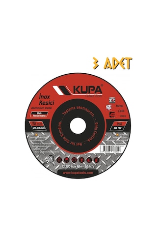 Kupa İnox Metal Çelik Kesme Taşı 115 Mm. - 3 Adet