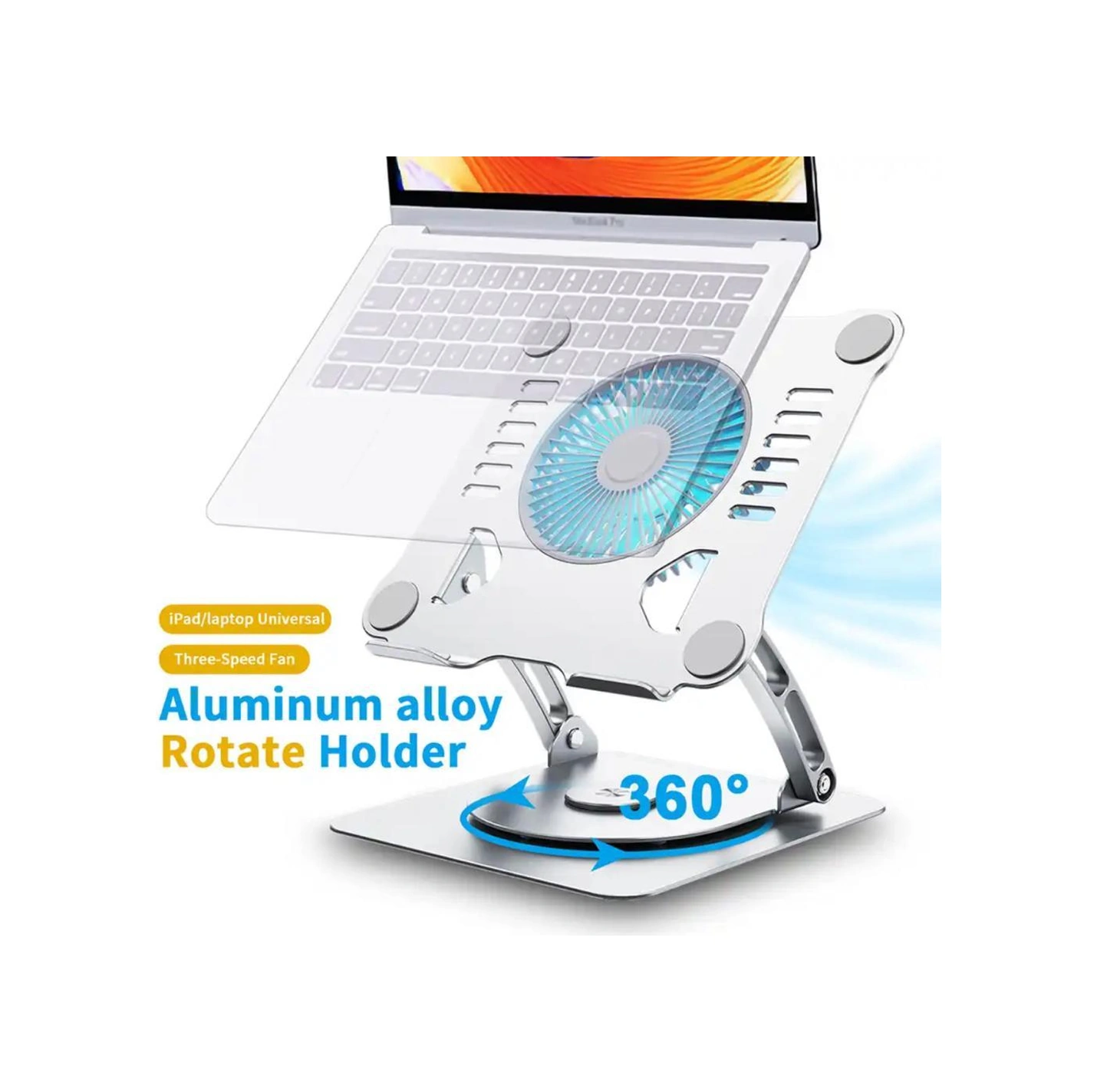 Ayarlanabilir Metal Laptop Standı Fanlı Notebook Tutucu Alüminyum Macbook Yükseltici