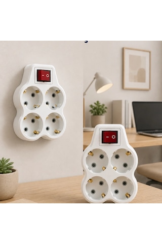 Kablosuz Duvar Tipi Priz Çoğaltıcı 4 Çıkışlı Anahtarlı 2 Adet Avantajlı Set Diğer