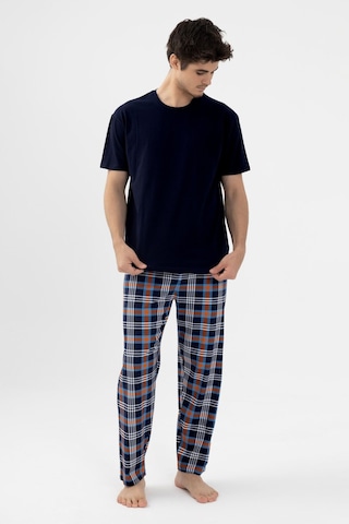 Koza İç Giyim Erkek Kısa Kollu Ekose Desenli Pamuklu Pijama Takımı Ko6303pj-5 Lacivert