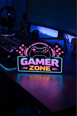 Gamer Zone / Oyuncu Bölgesi Tasarımlı Dekoratif Aydınlatma 23x16cm 603-1