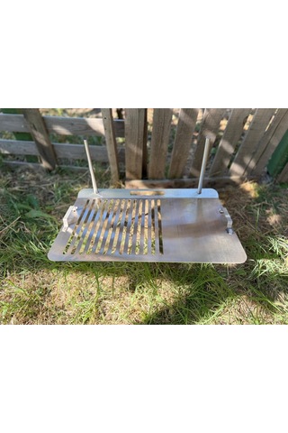 IZGARA MANGAL PRATİK KURULUM 3 MM SS201 PASLANMAZ ÇELİK HAMBURGER BÖLMELİ 58 X 38 CM