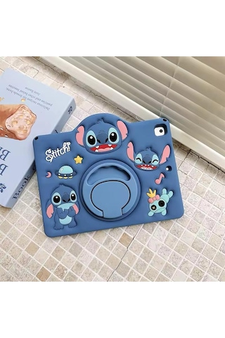 Samsung Galaxy Tab A9 A11 8.7 İnç X110 X115 X130 Uyumlu Stitch Standlı Çocuklara Özel Karakter Kılıf Arka Kapak