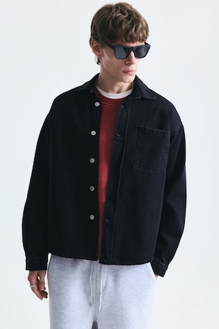 Vamos Oversize Denim Gömlek Siyah