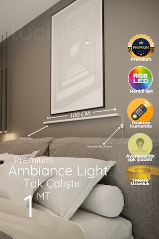 Led Abajur Aplik Gece Lambası Rgb Lambader 16 Renkli Uzaktan Kumandalı Işık 4 Animasyonlu