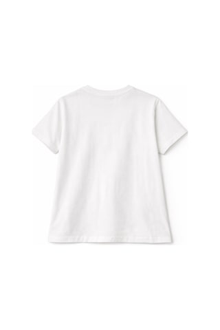 Mixray 2058 Kadın %100 Pamuk Ayıcık Baskılı Bisiklet Yaka T-shirt Beyaz BEYAZ