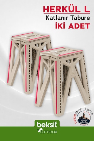 Outdoor Herkül L Katlanır Reflektörlü Tabure 2'li Bej Bej Bej