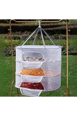 Gri 1/2/3 Katmanlı Asılı Örgü Kurutma Sepeti U Şeklinde Fermuar Gıda Balık Giysileri Asıl Ağı Açık Çamaşır Kurutma Askısı 54357296 Gri