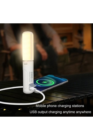 Maoyaya 3500mah Taşınabilir El Lambası M26, Katlanabilir, Üçlü Yaprak Kanca, Çok Fonksiyonlu Kamp Işığı Beyaz Beyaz