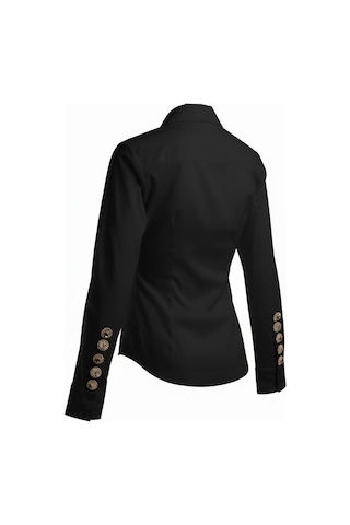 Miss Poem Kadın Siyah Slim Fit Kol Düğme Detaylı Gömlek Siyah
