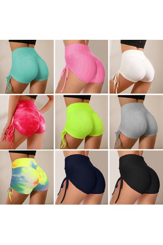 Skycity Yüksek Bel Yoga Şortu - Nefes Alabilen Kumaş, Yan Bağcıklı, Spor Ve Koşu İçin Beyaz