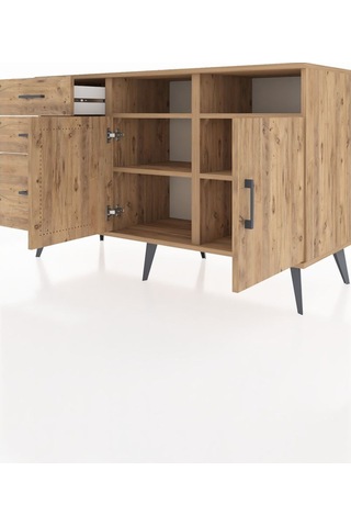 Kronos Konsol 4 Raflı 3 Çekmeceli 2 Kapaklı 132x59x83 Çam-çam/çam Atlas Çam