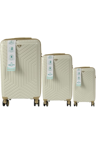 Metropolitan Sdr 103 Pp Valiz Seti - Büyük + Orta + Kabin Boy - Kemik / Şampanya