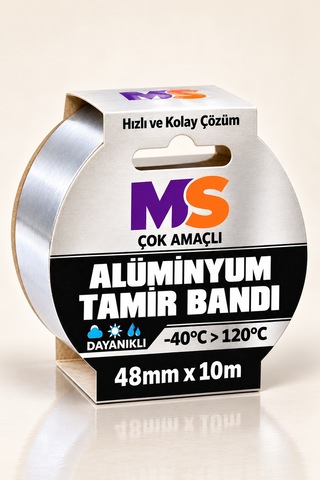Yapışkanlı Yanmaz Alüminyum Folyo Tamir Bandı 48 Mm X 10 Metre Isıya Dayanıklı Soba Borusu Bantı
