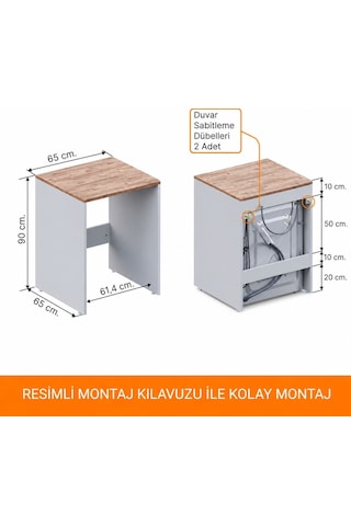 Aqua Bagno Urban Smartbox Çamaşır Makinesi Dolabı, Atlantik Çam -beyaz 50.03.01.03.01 Beyaz - Atlantik Çam