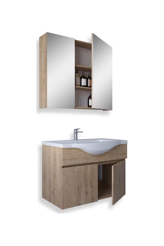Teta Home Kahire 80 Cm Mdf Banyo Dolabı Seti Safir Meşe Safir Meşe