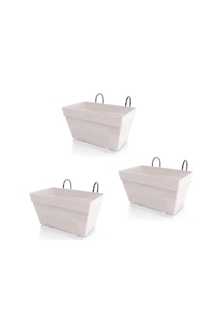 Omnipazar So-yb01a Askılı Yalı Balkon Saksı 6.5 Lt Kirli Beyaz 3 Adet