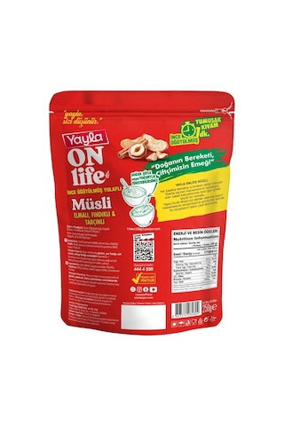 Yayla Onlife Elmalı Fındıklı Ve Tarçınlı İnce Öğütülmüş Yulaflı Müsli 250 G X5