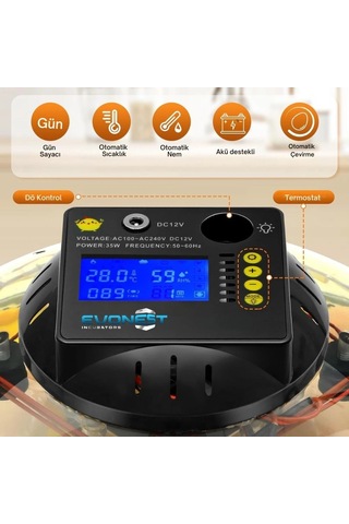 Evonest Evo-ufo-48 48 Yumurtalık Ufo Model Tam Otomatik Kuluçka Makinesi