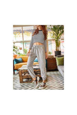 Tarzsokak Unisex Gri Cepli Beli Bağcıklı Basic Eşofman Altı Jogger