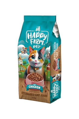 Happy Farm Kısırlaştırılmış Kedi Maması Tavuk Etli 15 Kg