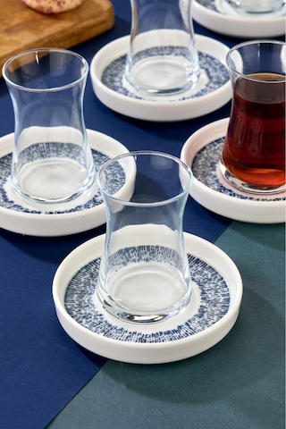 Cooker 6'lı Lyon Porselen Çay Tabağı Mavi