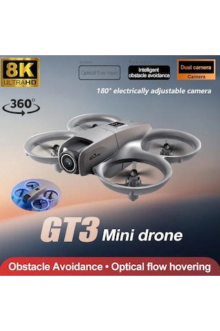 2025 Yeni Led Mini Rc Led Işıkları Ile Donatılmış Drone Hd Çift Kamera 360-degree 6k-grey-dc