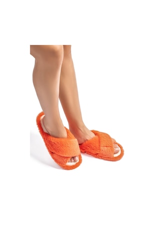 Twigy Çapraz Peluş Kadın Ev Terliği Turuncu 36/41 CC0187 Turuncu