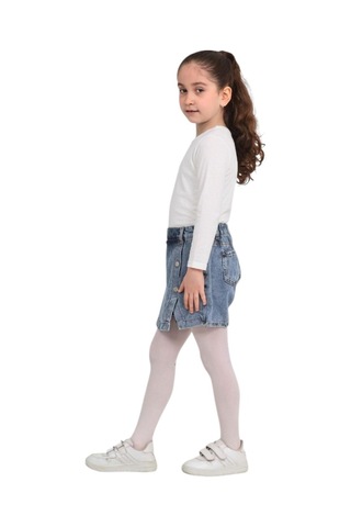 Erdem Kıds Kız Çocuk Beli Lastikli Jean Denim Kot Şort Etek Açık Mavi Açık Mavi