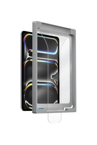 Apple Uyumlu iPad Pro 13 M4 Çip 2024 Ekran Koruyucu Temperli Cam Optix Exofit Applicator Kolay Kurulum Aparatlı