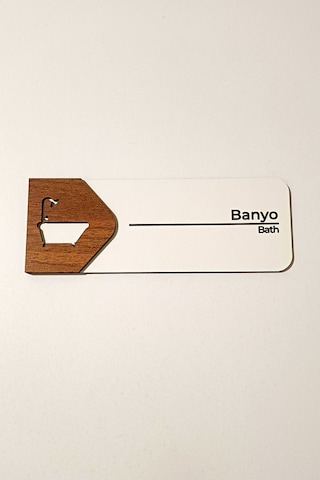 Banyo Kapı Tabelası Mdf Yönlendirme Levhası 19x7 Cm Çift Katmanlı, Çift Taraflı Bantlı