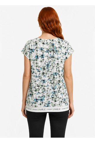 Neden Tekstil Kadın Çiçek Desenli Kısa Kol T-shirt - Çok Renkli