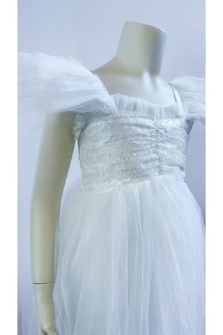 Kız Çocuk Uzun Abiye Elbise-12088-beyaz Beyaz