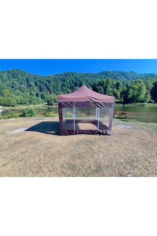 3x3 M 30 Mm Gazebo Tente Kış Bahçesi Kahverengi