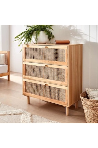 Ahşap Rattan Model Şifonyer Ceviz
