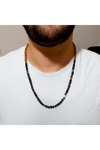 Polonya Pres Damla Kehribar Kolye N11.34934 Gri