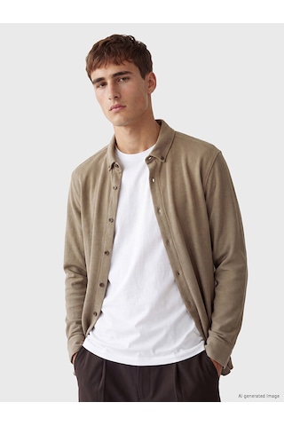 Lcw Vision Kahverengi Slim Fit Erkek Dokulu Gömlek