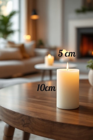 El İşçiliği Blok Kütük Silindir Mum Krem Renk 5 Cm X 10 Cm Lavanta Kokulu Krem
