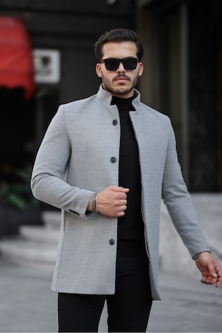 Mero Life Erkek Yeni Sezon Açık Gri Kaşe Kaban Açık Gri