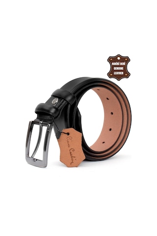 Pierre Cardin Pc401 Erkek 4 Cm Hakiki Deri Kemer Siyah-siyah Siyah