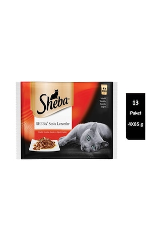 Sheba Karışık Etli Pouch Yetişkin Kedi Yaş Maması 4 x 85 G 13'lü