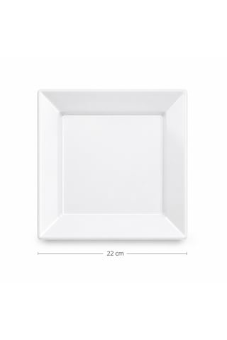 Servis Tabağı 22cm Kare Beyaz Mika 10'lu