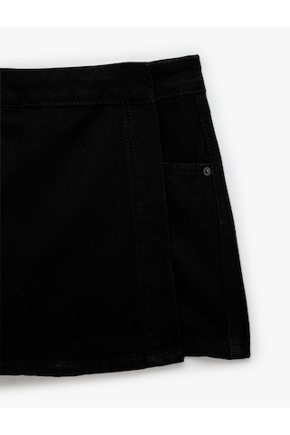 Koton Pamuklu Rahat Kalıp Cepli Denim Şort Etek Siyah 7wal70023md