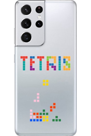 Samsung Galaxy S21 Ultra Uyumlu Şeffaf Kılıf 3 Tetris Tasarımlı
