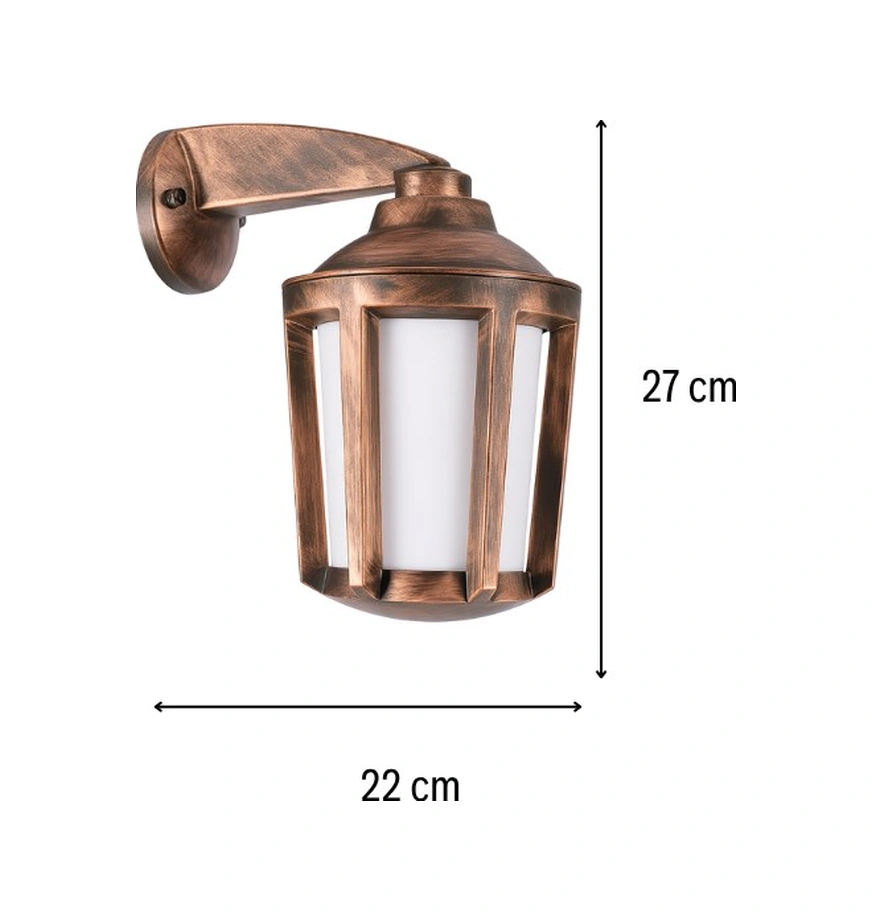 Huzur Elektrik Rina Bakır Duvar Aydınlatma Armatürü 9w Günışığı Ampul Dahil 13661/down